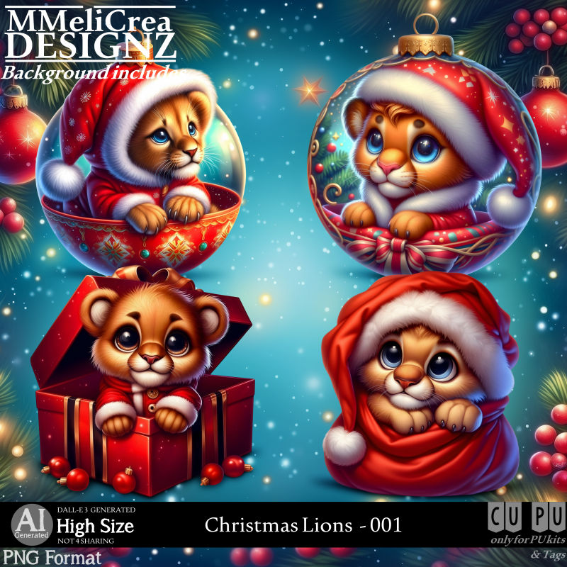 (image for) AI - Christmas Lions - CU001 (CU4PU/PNG)